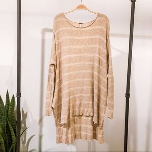 Beige Free People Striped Sweater